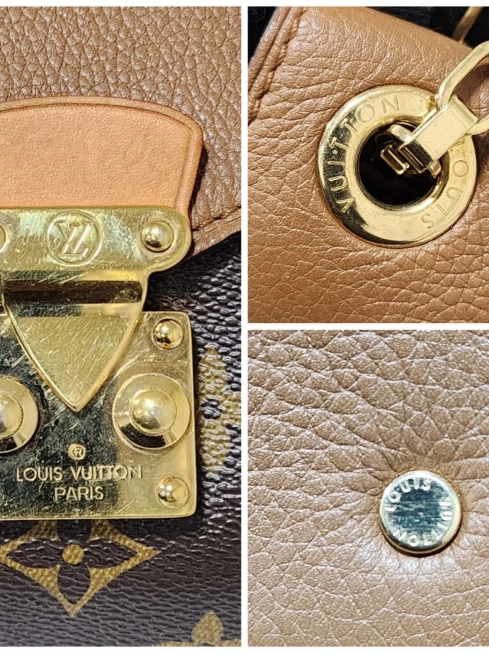 Authentic LOUIS VUITTON Havane Monogram Canvas Pallas Shoulder Bag Brown